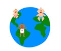 Planet earth and children on a white background. Royalty Free Stock Photo